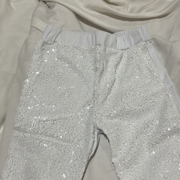 White sequined front leggings 7/8 new with tags stretchy elastic waist - Picture 3 of 8